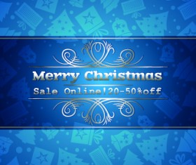 Christmas sale blue vector background