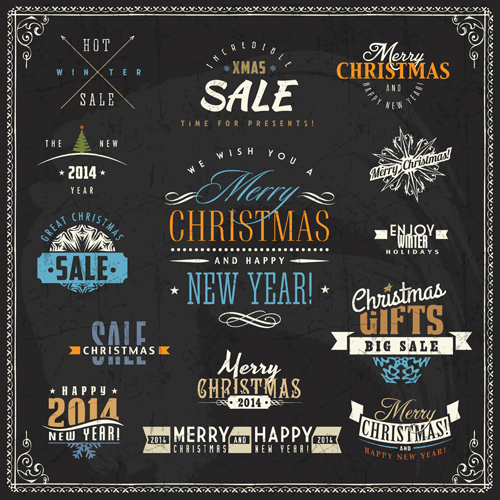 Christmas sale labels elements vector 02
