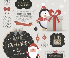 Christmas sale labels elements vector 03