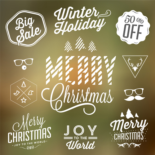 Christmas sale labels elements vector 01