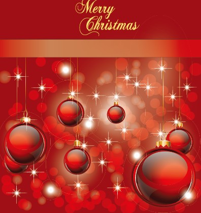 Christmas shiny baubles design vector background 02