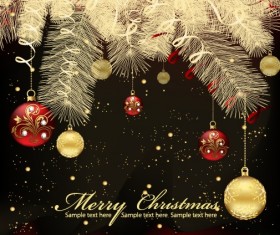 Christmas shiny baubles design vector background 03
