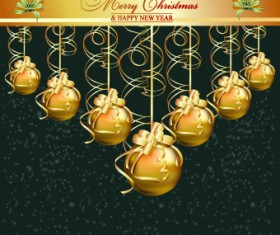 Christmas shiny baubles design vector background 04