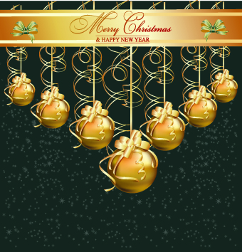 Christmas shiny baubles design vector background 04