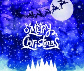Christmas snow night vector background 02