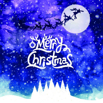 Christmas snow night vector background 02