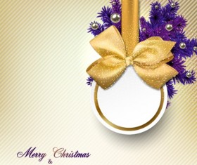 Christmas bow with tags design vectors 03