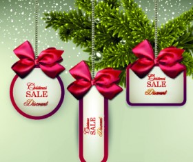 Christmas bow with tags design vectors 04