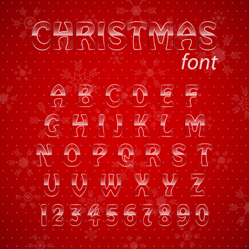 Christmas transparent alphabet creative vector