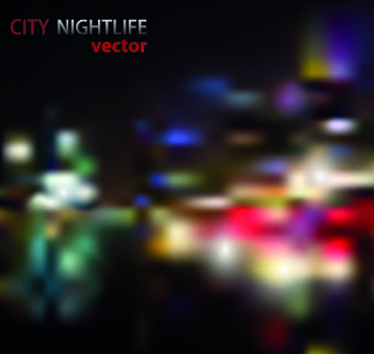 Neon City nightlife vector background set 01