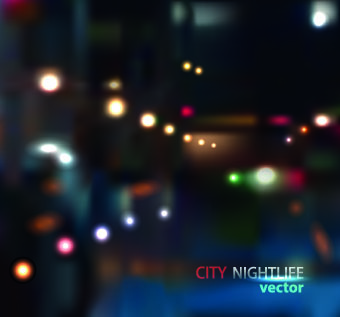 Neon City nightlife vector background set 05