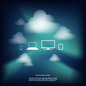 Icons and Cloud background vector 01