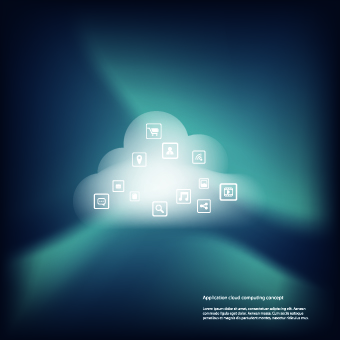Icons and Cloud background vector 02