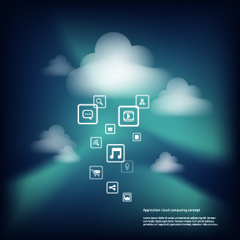 Icons and Cloud background vector 04