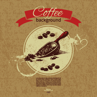 Coffee background retro design vector 01