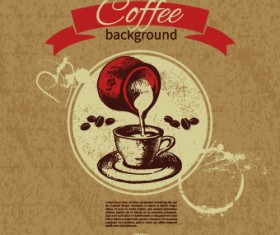 Coffee background retro design vector 02