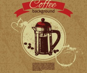 Coffee background retro design vector 03