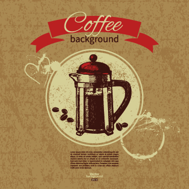 Coffee background retro design vector 03
