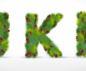 Creative Christmas Tree alphabet and number vector set 09