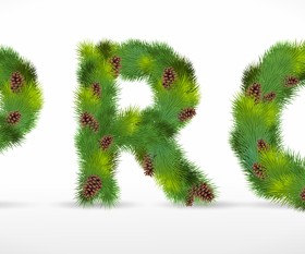 Creative Christmas Tree alphabet and number vector set 10