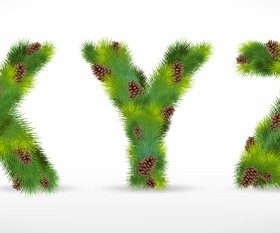 Creative Christmas Tree alphabet and number vector set 13