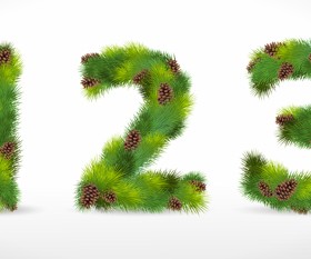Creative Christmas Tree alphabet and number vector set 14