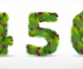 Creative Christmas Tree alphabet and number vector set 15