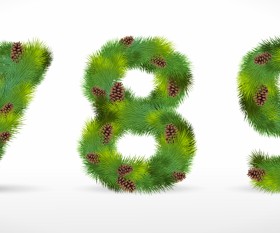 Creative Christmas Tree alphabet and number vector set 16