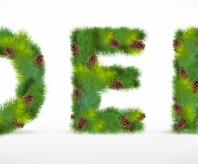 Creative Christmas Tree alphabet and number vector set 19
