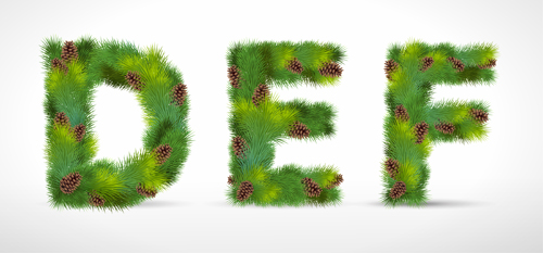 Creative Christmas Tree alphabet and number vector set 19
