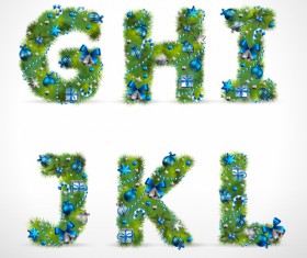 Creative Christmas Tree alphabet and number vector set 28