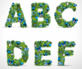 Creative Christmas Tree alphabet and number vector set 29