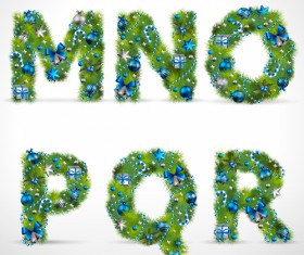 Creative Christmas Tree alphabet and number vector set 30