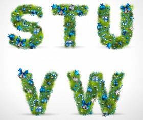Creative Christmas Tree alphabet and number vector set 31