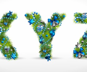 Creative Christmas Tree alphabet and number vector set 32