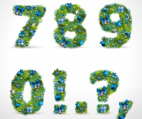 Creative Christmas Tree alphabet and number vector set 33