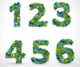 Creative Christmas Tree alphabet and number vector set 34