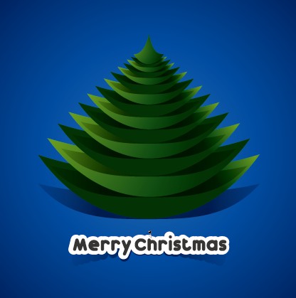 Creative Paper Christmas tree background vector 01