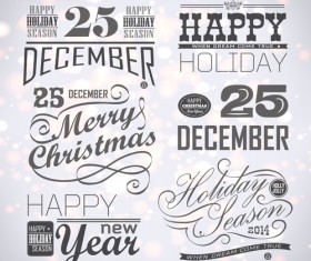 Creative christmas calligraphy design vector set 01