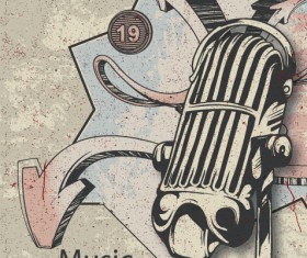 Creative vintage music background vector set 01