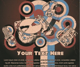 Creative vintage music background vector set 03