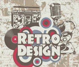Creative vintage music background vector set 04