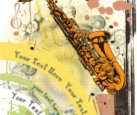 Creative vintage music background vector set 07