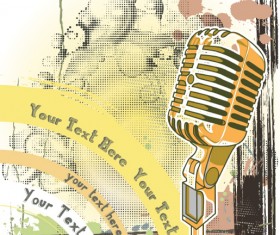 Creative vintage music background vector set 10