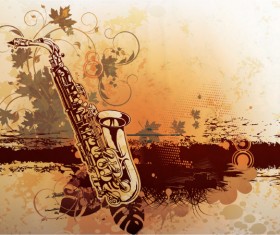Creative vintage music background vector set 12