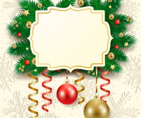 Cute Christmas cards with frame vector set 03