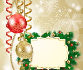 Cute Christmas cards with frame vector set 04