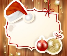 Cute Christmas cards with frame vector set 05