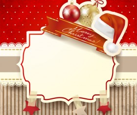 Cute Christmas cards with frame vector set 08