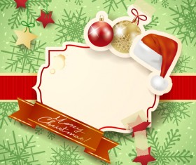Cute Christmas cards with frame vector set 09